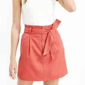 LOFT Coral Tie-Waist A-Line Skirt